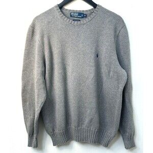 Polo Ralph Lauren Vintage Cotton Knit Gray Crewneck Pullover Sweater Men’s XL